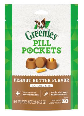 Greenies Pill Pockets Adult Dog Capsule Size Peanut Butter Flavour 224g