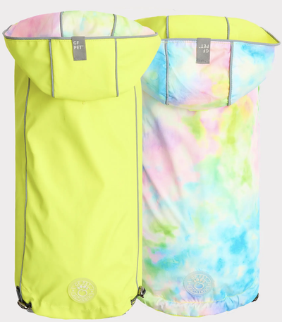 GF Pets Zoom Reversible Dog Raincoat | Neon Yellow and Tie-Dye - 2XL