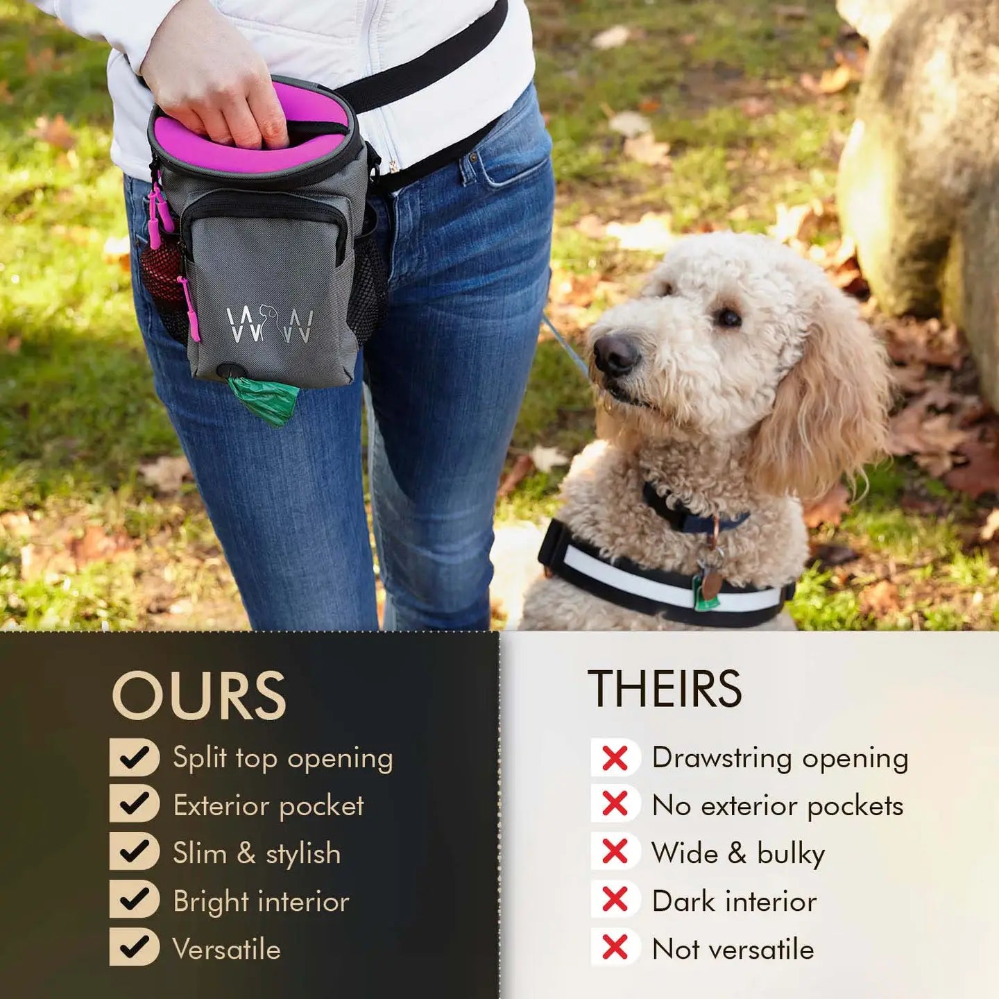 Wolf In Winter Quick Draw XL Dog Walking Bag - Raspberry