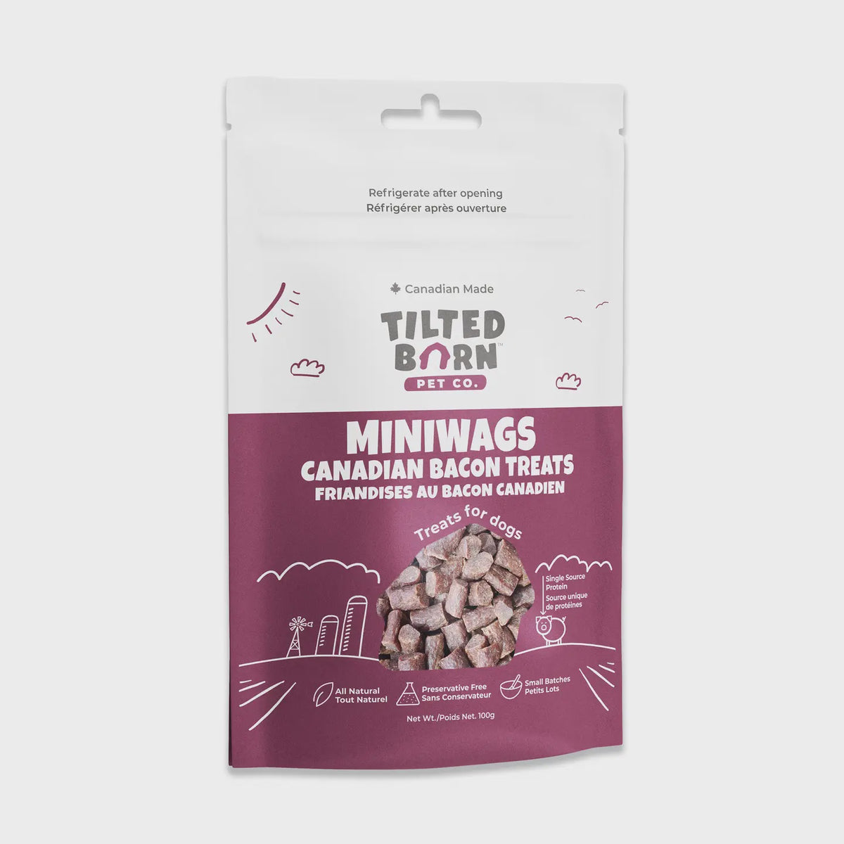 Tilted Barn Pet Co. Canadian Bacon Miniwags Treats For Dogs 100g