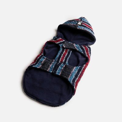 Silver Paw Navy Baja Dog Poncho - Large