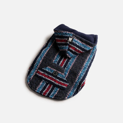 Silver Paw Navy Baja Dog Poncho - Large