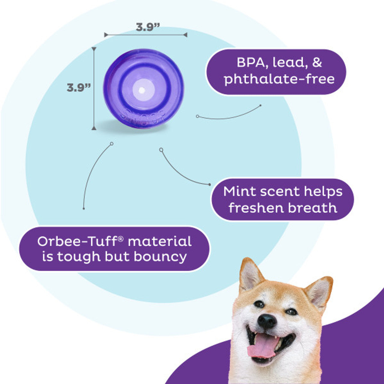 Outward Hound Orbee-Tuff Snoop Interactive Treat Dispensing Dog Toy Purple Small