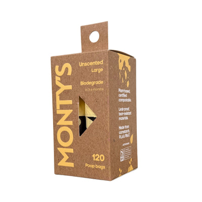 Monty's Compostable Cornstarch Poop Bags 8 Rolls