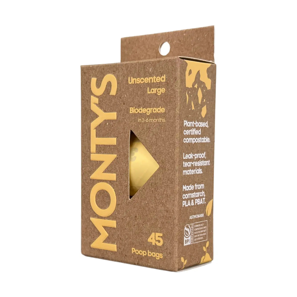 Monty's Compostable Cornstarch Poop Bags 3 Rolls