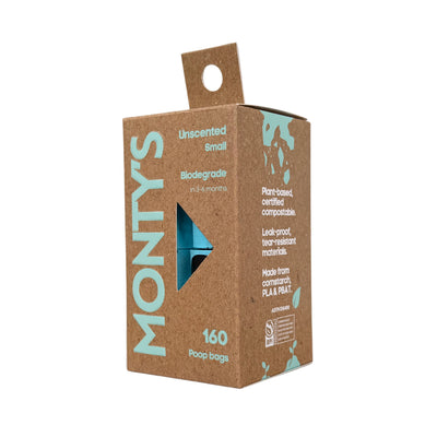 Monty's Compostable Cornstarch Mini Poop Bags 8 Rolls