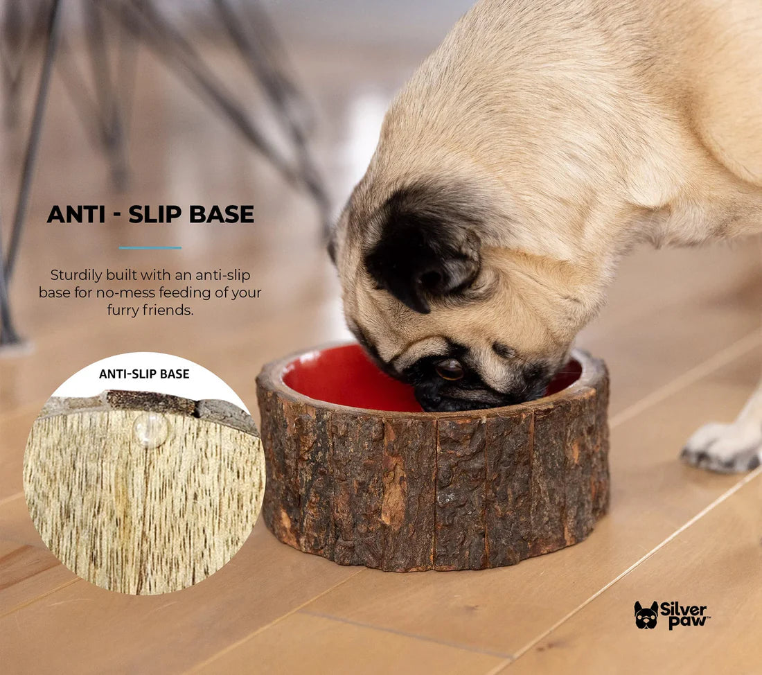 Silver Paw Farmhouse Wood Dog Bowl – BPA-Free, Non-Slip & Stylish Pet Dish 32oz