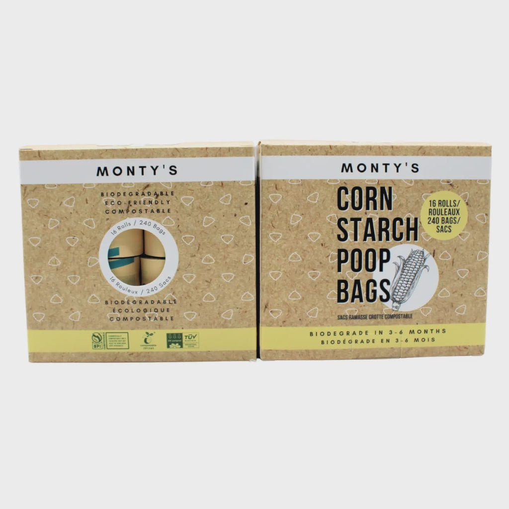 Monty's Compostable Cornstarch Poop Bags 16 Rolls