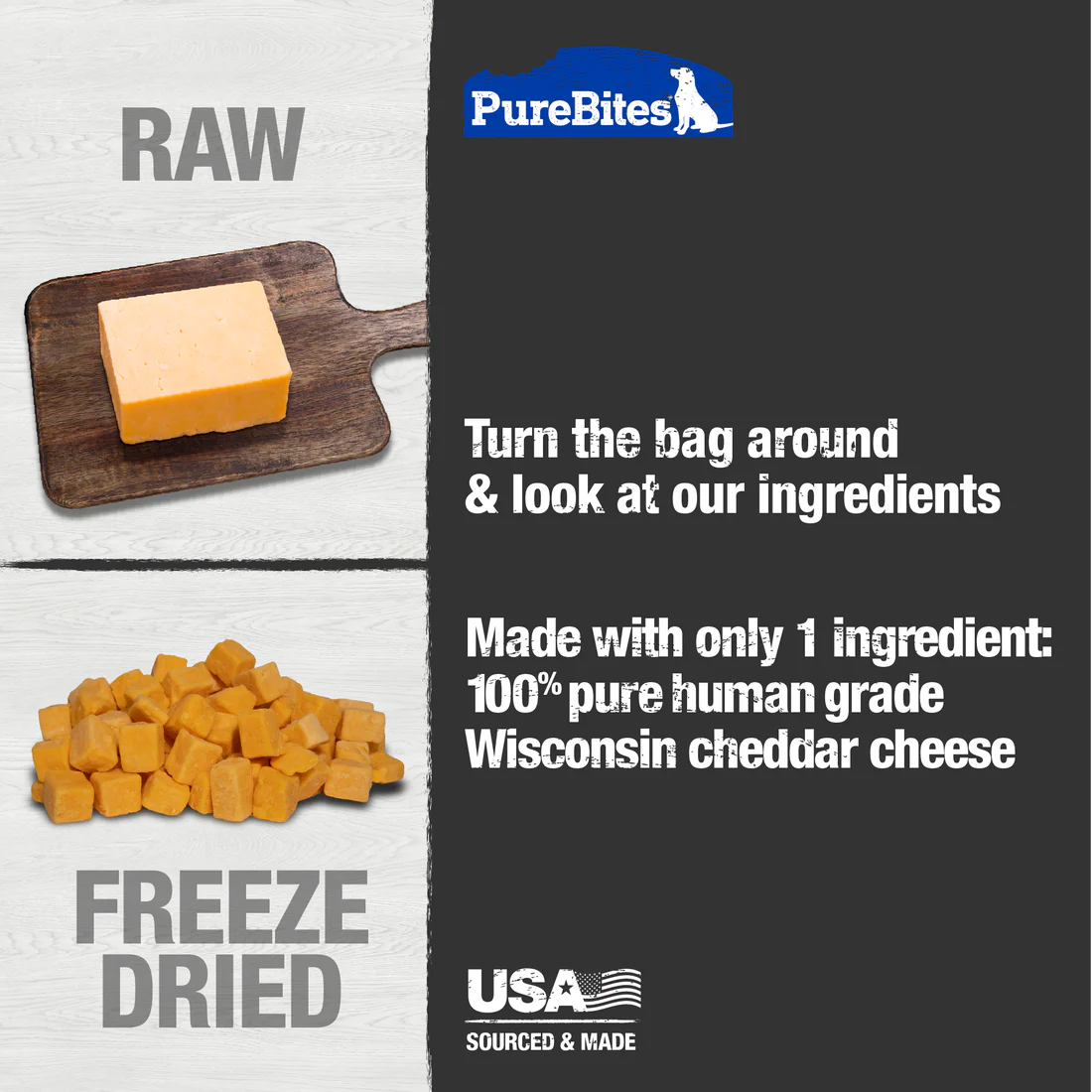 PureBites Cheddar Freeze Dried Dog Treats 120g