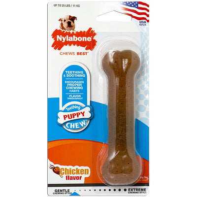 Nylabone Puppy Teething Chew Bone Chicken Regular