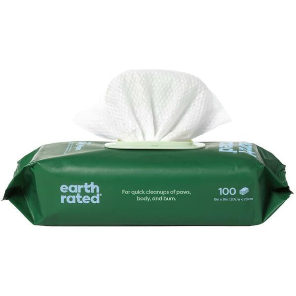 Earth Rated White Tea & Basil Pet Wipes 100 Pack