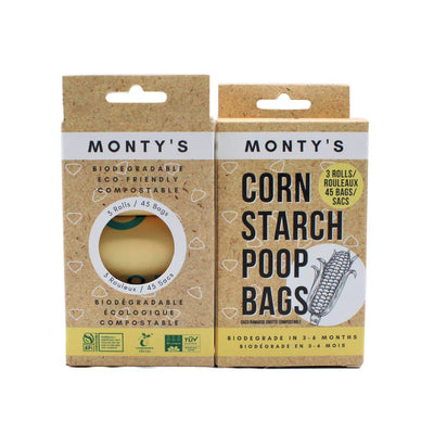 Monty's Compostable Cornstarch Poop Bags 3 Rolls