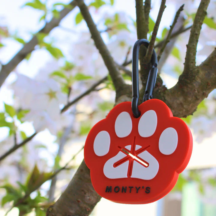 Monty's Silicone Used Poop Bag Handsfree Holder - Red