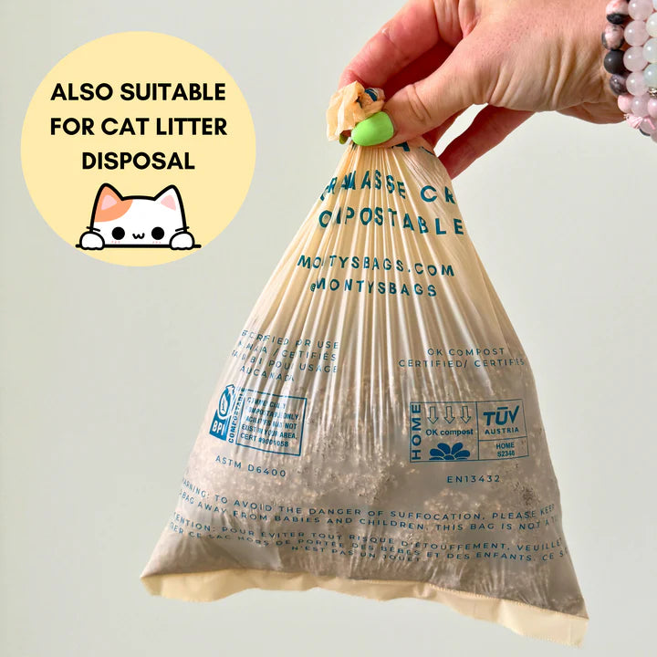 Monty's Compostable Cornstarch Poop Bags 8 Rolls
