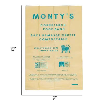 Monty's Compostable Cornstarch Poop Bags 8 Rolls