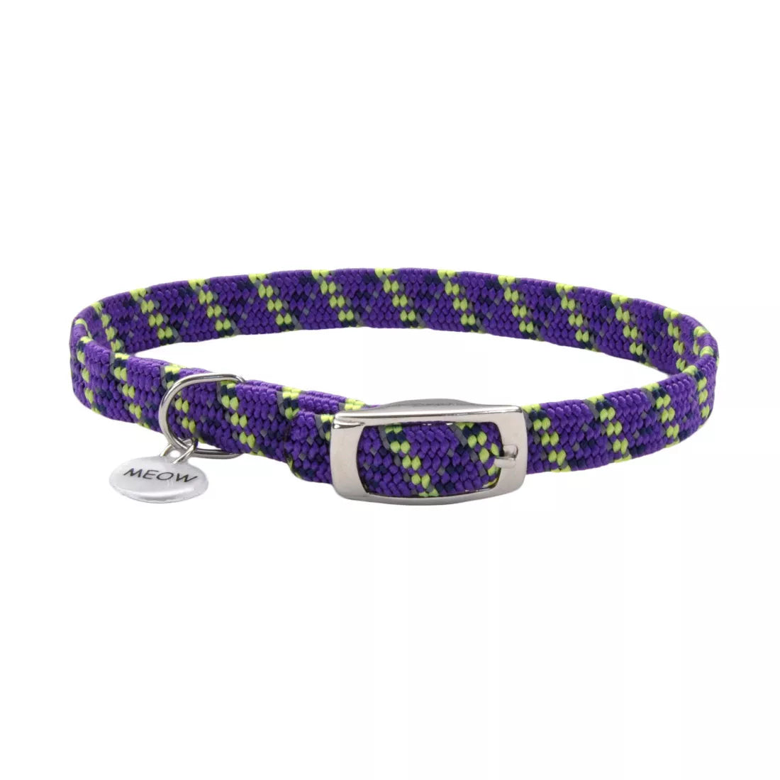 Coastal ElastaCat Reflective Safety Stretch Collar with Reflective Charm - Purple