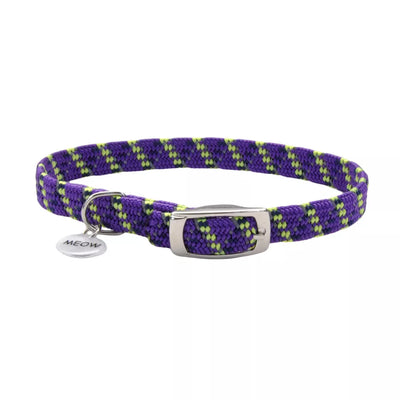 Coastal ElastaCat Reflective Safety Stretch Collar with Reflective Charm - Purple