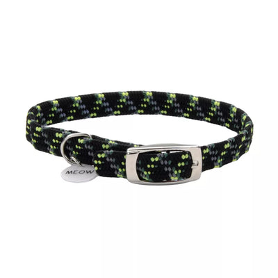 Coastal ElastaCat Reflective Safety Stretch Collar with Reflective Charm - Black & Green