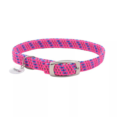 Coastal ElastaCat Reflective Safety Stretch Collar with Reflective Charm - Pink
