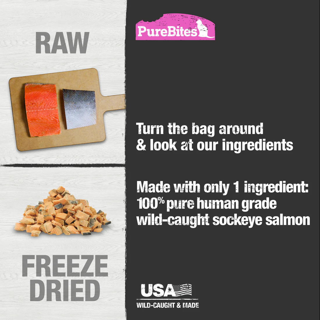 PureBites Salmon Freeze Dried Cat Treats 26g