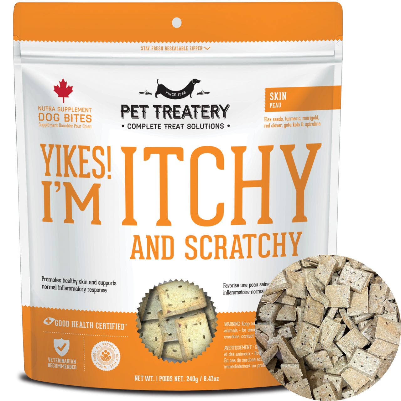 Granville Pet Treatery Yikes! I'm Itchy and Scratchy -  Nutra Bites Skin & Coat Supplement For Dogs 240g