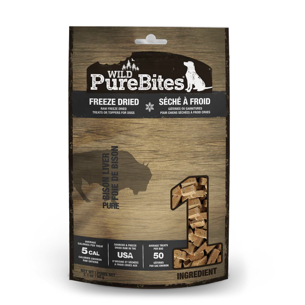 PureBites Bison Freeze Dried Dog Treats 60g