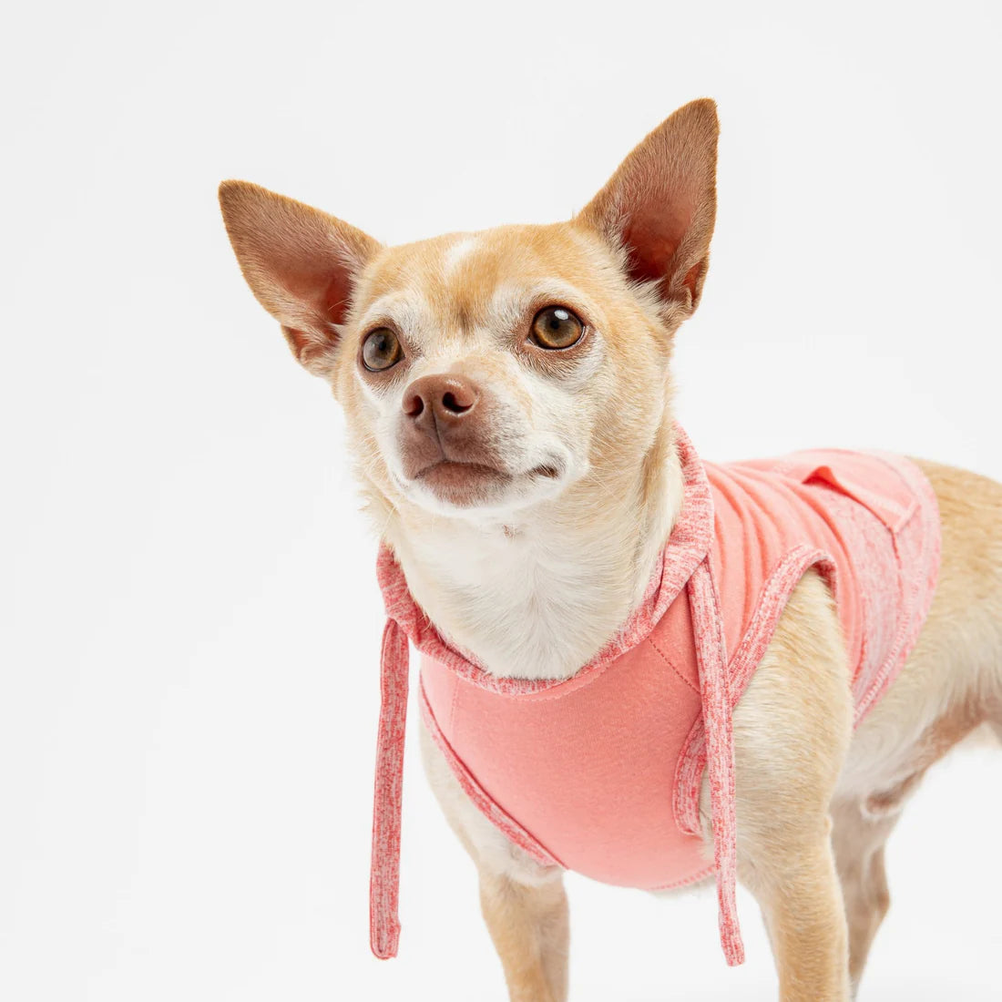 Silver Paw Urban Fit Dog Hoodie – Pink Sleeveless Athletic Hoodie with Kangaroo Pocket - Small