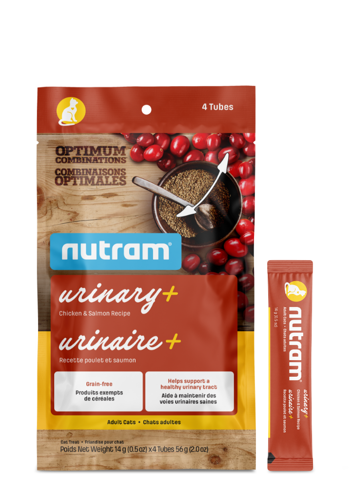 Nutram Urinary+ Cat Treats Chicken & Salmon Recipe 14 g (0.5 oz) x 4 tubes